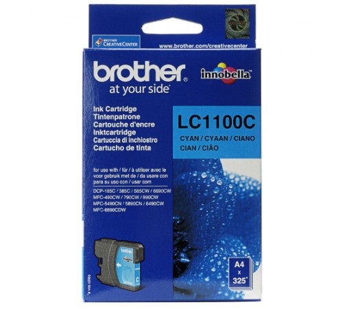 Оригинальный картридж LC1100C для BROTHER DCP-185C, 383C, 385C, 387C, DCP-395CN голубой, струйный