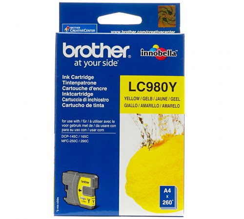 Оригинальный картридж LC980Y для BROTHER DCP-145C, 165C, 195C, 375CW, MFC-250C, 290C, 295CN, 297C жёлтый, струйный