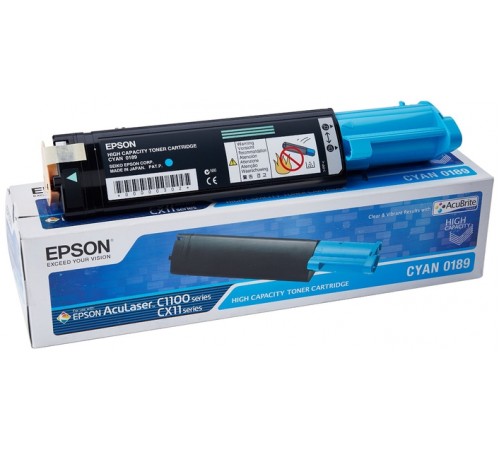 Картридж Epson S050189 (C13S050189) для Epson AcuLaser C1100, CX11, CX11N, CX11NF, оригинальный, (голубой, 4000 стр.)