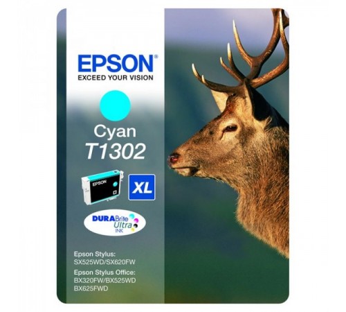 Картридж Epson T1302 (C13T13024010) для Epson, голубой, 765 стр.