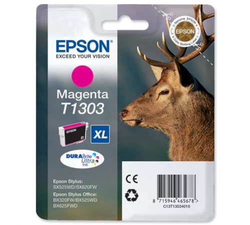 Картридж Epson T1303 (C13T13034010) для Epson, пурпурный, 765 стр.