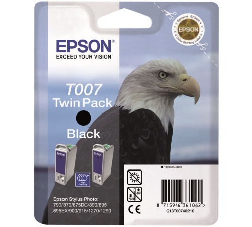 Двойная упаковка оригинальных картриджей T007402 для EPSON ST 790, 870, 890, 1270, 1290 черный, струйный