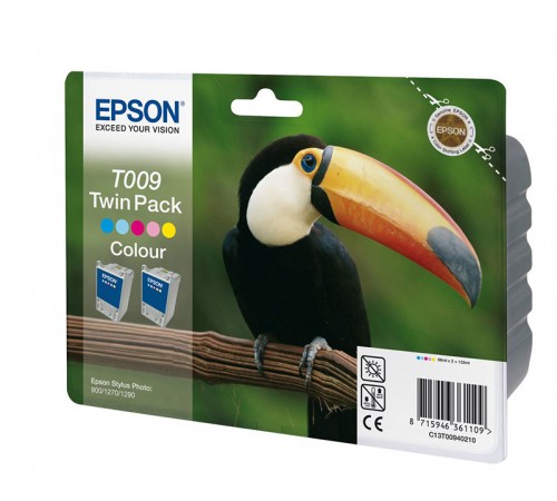 Двойная упаковка оригинальных картриджей T00940210 для EPSON ST 900, 1270, 1290 цветной, струйный