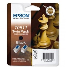 Двойная упаковка оригинальных картриджей T051142 для EPSON ST COLOR 740, 800, 850, 1520, 1160 черный, струйный