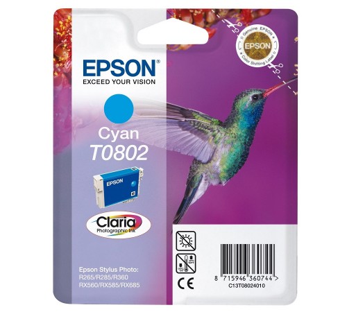 Оригинальный картридж T08024010 для EPSON Stylus Photo P50, PX660 голубой, струйный