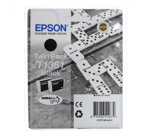 Двойная упаковка оригинальных картриджей T13614 для EPSON K101, K201, K301 черный, струйный