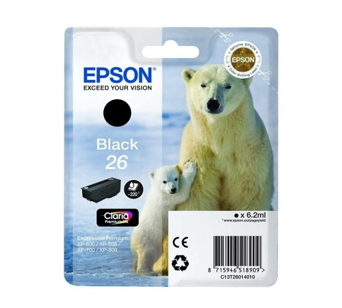 Оригинальный картридж T26014010 для Epson XP-600, 700, 800 чёрный, струйный