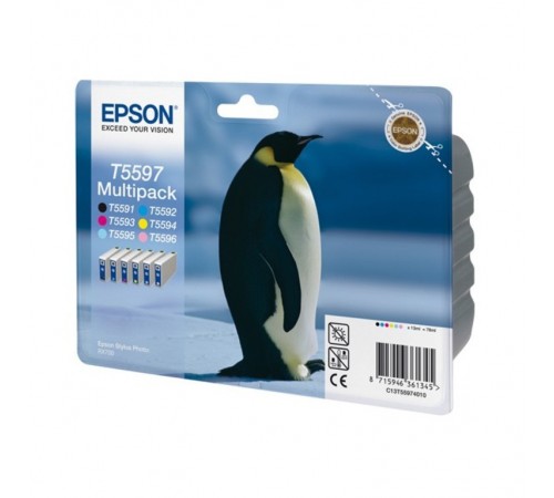 Набор оригинальных картриджей Т559740 для Epson RX 700 (чёрный, жёлтый, пурпурный, голубой, светло-голубой, светло-пурпурный, струйный)