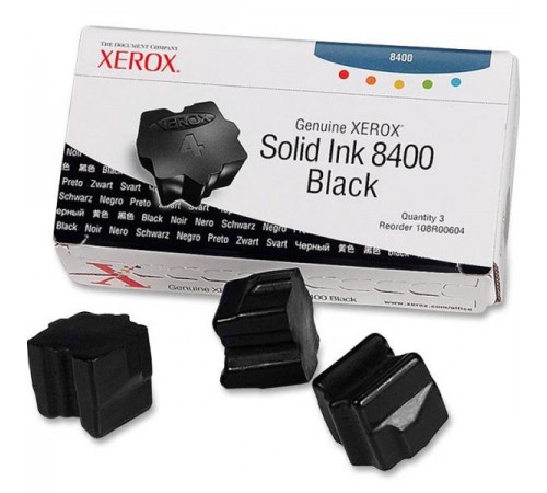 Твердые чернила Xerox 108R00604 для Xerox Phaser 8400, оригинальные (чёрные, 3 шт, 3400 стр)