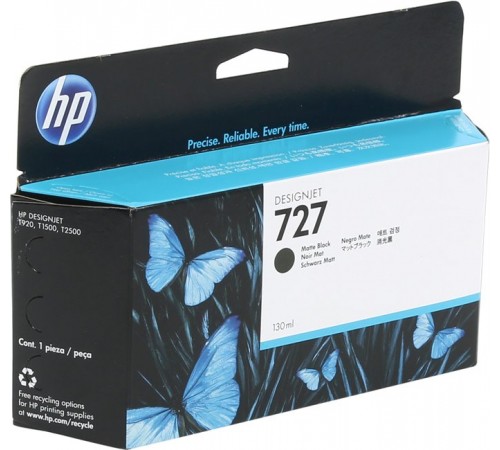 Оригинальный картридж B3P22A №727 для принтеров HP Designjet T1500/T2500/T920, чёрный матовый, струйный, 130 мл