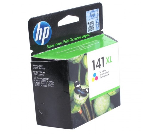 Оригинальный картридж CB338HE №141XL для принтеров HP Officejet J5783, DeskJet D4263, Photosmart C4283/C4383/C5283/D5363 струйный (голубой, жёлтый, пурпурный, 580 стр.)