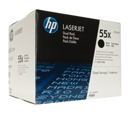 Двойная упаковка оригинальных картриджей HP CE255XD для HP LaserJet P3016 (чёрный, 2 шт. х 12500 стр.)