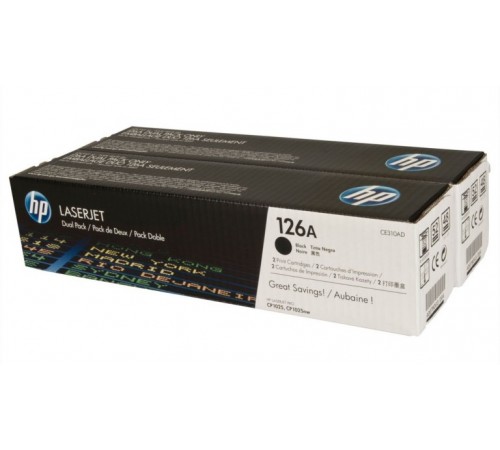 Двойная упаковка оригинальных картриджей HP CE310AD для HP Color LaserJet CP1025, M175 (чёрный, 2 шт. х 1200 стр.)