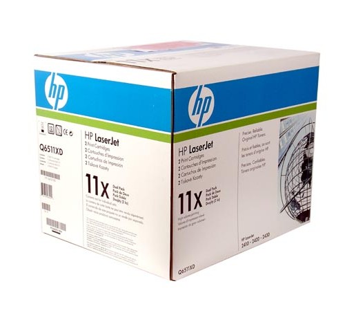 Двойная упаковка оригинальных картриджей HP Q6511XD для HP LaserJet 2400, 2410, 2420N, 2420D, 2420DN, 2430 series (чёрный, 2 шт. х 12000 стр.)