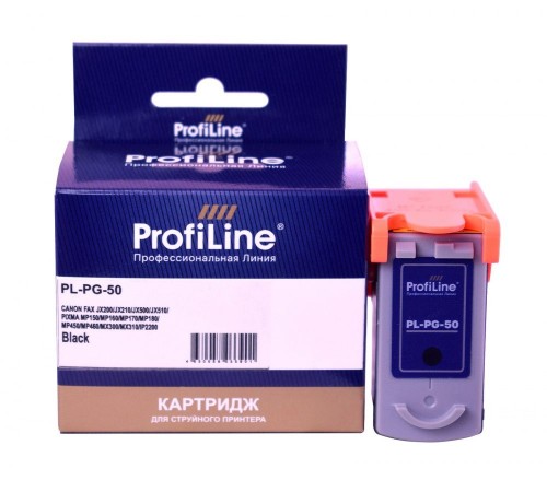 Струйный картридж ProfiLine PL-PG-50 для принтеров CANON FAX JX200, JX210, JX500, JX510, PIXMA MP150, MP160, MP170 с чернилами, чёрный