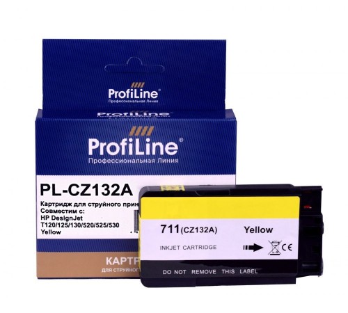 Струйный картридж ProfiLine PL-CZ132A №711 для принтеров HP DESIGNJET T120, T520, жёлтый