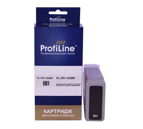 Струйный картридж ProfiLine PL-PFI-102BK для принтеров CANON IPF510, IPF605, IPF610, IPF650, IPF655, IPF710, IPF750 с чернилами, чёрный