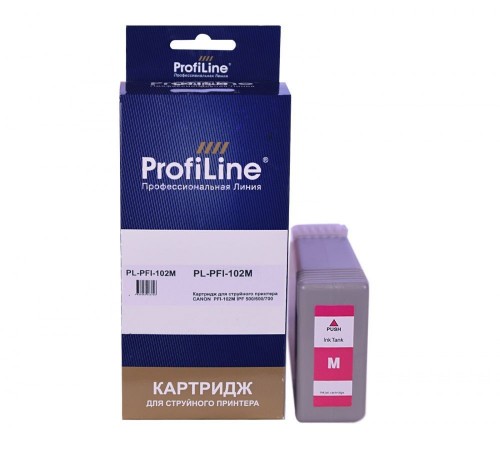 Струйный картридж ProfiLine PL-PFI-102M для принтеров CANON IPF510, IPF605, IPF610, IPF650, IPF655, IPF710, IPF750 с чернилами, пурпурный