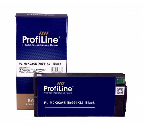 Струйный картридж ProfiLine PL-M0K02AE (№991XL) для принтеров HP PageWide 755dn, MFP774dn, 779dn, Pro750dw, 772dn, 777z с чернилами, чёрный