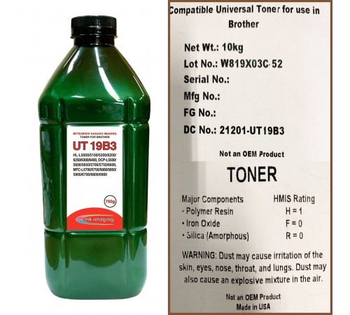 Тонер для brother универсал тип ut19b3 (фл,750,mitsubishi/mki) green atm