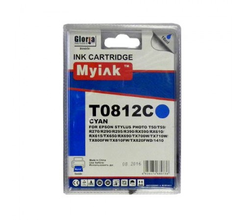 Картридж для (T0812/T0822) EPSON R270/390/RX590/TX700/1410 син (16ml, Dye) MyInk