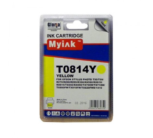 Картридж для (T0814/T0824) EPSON R270/390/RX590/TX700/1410 желт (16ml, Dye) MyInk