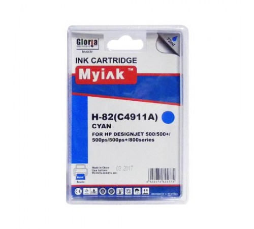 Картридж для ( 82) HP DesignJet 500/PS/800/PS C4911A син (72ml, Dye) MyInk